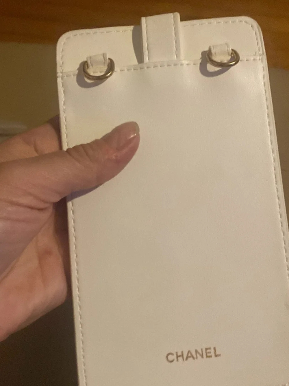 White Crossbody Phone Bag with Gold Chain